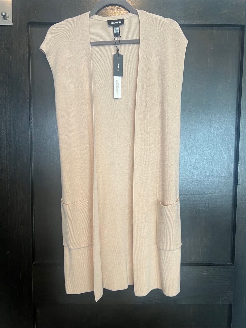 NWT Express Sleeveless Open Cardigan Vest in Beige Blush